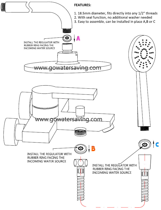 Shower flow regulator install instruction